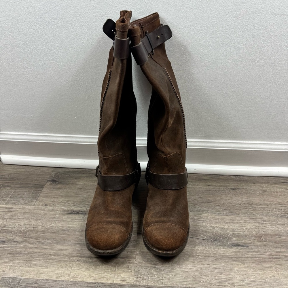 UGG Drew Harness Riding Boot Size 9 Brown Suede Leather Classic Tall - Picture 3 of 14